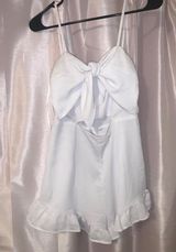 Showpo White Ruffle Tie Romper Photo 0