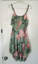 Abel the Label Green Floral Sleeveless Ruffle Tiered Midi Dress M Photo 0