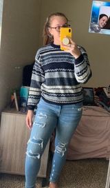 New Era Cap Blue and Gray Patterned Sweater Photo 0