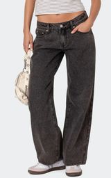 Petite Edikted Black Washed Low Rise Jeans ( nwt ) Photo 0