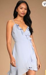 Lulus Blue Ruffle Dress Photo 0