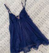 Victorias Secret Lace Sheer Mesh Babydoll Lingerie Top Navy Blue (Medium) Photo 0