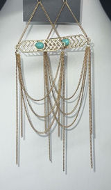 G‎ by Gennaro Boho Long Chain Chandelier Earrings Gold Photo 0