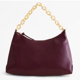 NWT Abercrombie & Fitch Vegan Leather Chain Shoulder Handbag Deep Wine Purple Photo 0