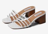 NWT NEVER WORN Steve Madden Omay White Strappy Block Heel Sandals Photo 0
