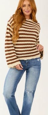 MNG Cream & Brown Stripe Sweater Photo 0