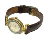 Fossil Vintage Watch Gold Tone Details Brown Leather Buckle Band Photo 0
