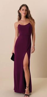 NWOT Lulus Sensational Beauty Plum Purple Strapless Maxi Dress Wedding Prom Sz M Photo 0