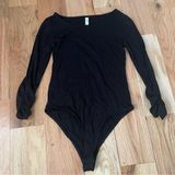 Xhilaration Black Ribbed Bodysuit Size Small Photo 0