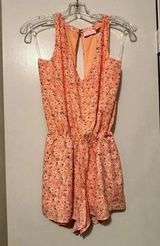 Pink Lily pink floral romper size S Photo 0
