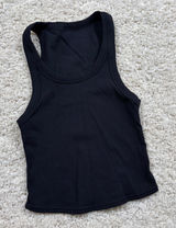 Alo Yoga Ribbed Racerback Tank Top Black Cropped Athleisure Women Photo 0