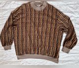 Vintage BonWorth Brown Retro Stripe w/ Gold Metallic Grandpa Sweater - Medium Photo 0