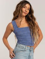 Blue stretch Textured Women’s Top Photo 0