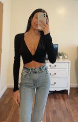 Love j Black Plunge Twist Front Top Photo 0