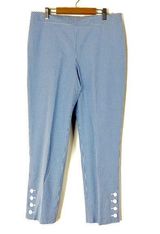 Talbots  | Blue & White Gingham Button Ankle Pants 10 Photo 0