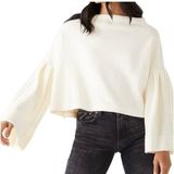 Free People We The Free Cropped Bunny Boat Neckline Bell Sleeve Sweater S Cream Photo 0