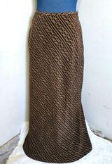 INC International Concepts Silk Brown with Gold Rope Design Maxi Skirt Size 6 Photo 0