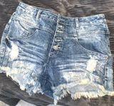 Distressed Denim Shorts Blue Size L Photo 0