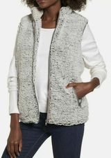 Thread & Supply Fuzzy Arctic Fleece Sherpa Vest Charcoal Gray Women's small S Photo 0