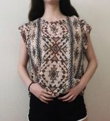 Ginger G light brown geometric print top Photo 0