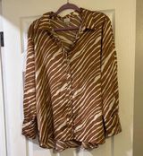 Brown Zebra Print Button-Up Blouse Photo 0