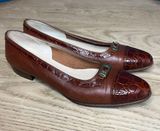 Salvatore Ferragamo Cap Toe Kitten Heel Brown Leather Women’s Size 6.5 Narrow Photo 0