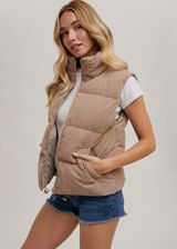 Tan/Cream Corduroy Puffer Vest Tan Size M Photo 0
