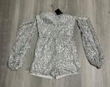 Silver Sparkly Off The Shoulders Romper  Photo 0