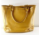 Cole Haan  Pebbled Leather Lined Snap Tote Handbag Yellow Large Photo 0