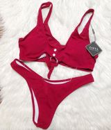 Zaful Berry High Waisted Cheeky Bikini Photo 0