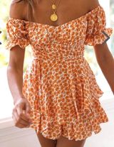 Orange Floral Playsuit Size XS Photo 0