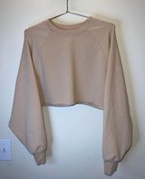 ALO Yoga Cropped Crewneck Sweatshirt Beige Tan Medium Photo 0