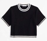 Abercrombie & Fitch LuxeLoft Sweater Tee Black White Size M Preppy Academia NWT! Photo 0