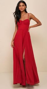 New  Cause for Commotion Red Pleated Bustier Maxi Dress Size XS MSRP $88 Photo 0
