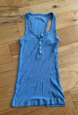 Aerie Blue Sleeveless Henley Top Photo 0