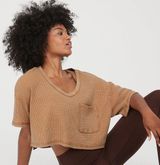 AERIE OFFLINE | Wow! Waffle Pocket V-Neck Crop Top Tee Shirt Photo 0