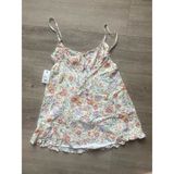 NWT SKY TO MOON FLORAL PRINT TIE FRONT CREAM MINI DRESS SIZE SMALL Photo 0