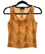 VTG Y2K Bebe Retro Orange Snake Print Sequin Sleeveless Crop Top Women’s Size S Photo 0