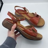 Dansko Lynnie Wedge red orange chunky Sandals size 41 vintage retro comfort Photo 0