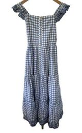 Shabby Chic Mommy & Me Gingham Smocked Tiered Embroidered Trim Midi Dress 6 Blue Photo 0