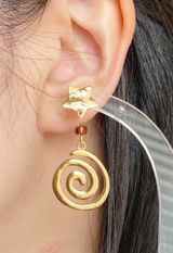 retro vintage boho funky grunge style fully stainless steel star & swirl dangle earrings☀️🌀 Photo 0