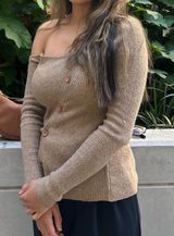 Asymmetrical Tan Sweater Photo 0