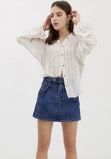 Free People Jade Belted Denim Skirt Photo 0