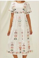 Orange Creek  Los Angeles Small White Floral Embroidered Maxi Dress Photo 0