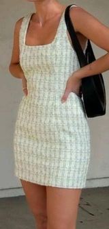 Rumored Twiggy Tweed Sleeveless Mini Dress in Lemon Yellow Size 4 Photo 0