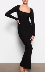 SKIMS New  SOFT LOUNGE Long Sleeve Black Dress Size M Photo 0