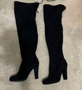 Over the knees black suede heeled boots Size 8 Photo 0