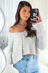 Gray Oversized Chunky Knit Cardigan Sweater  Photo 0