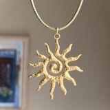 Handmade gold tone stainless steel sun boho retro vintage style necklace☀️ Photo 0