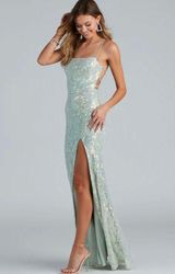 Windsor Light Green Sequence Prom Dress Photo 0